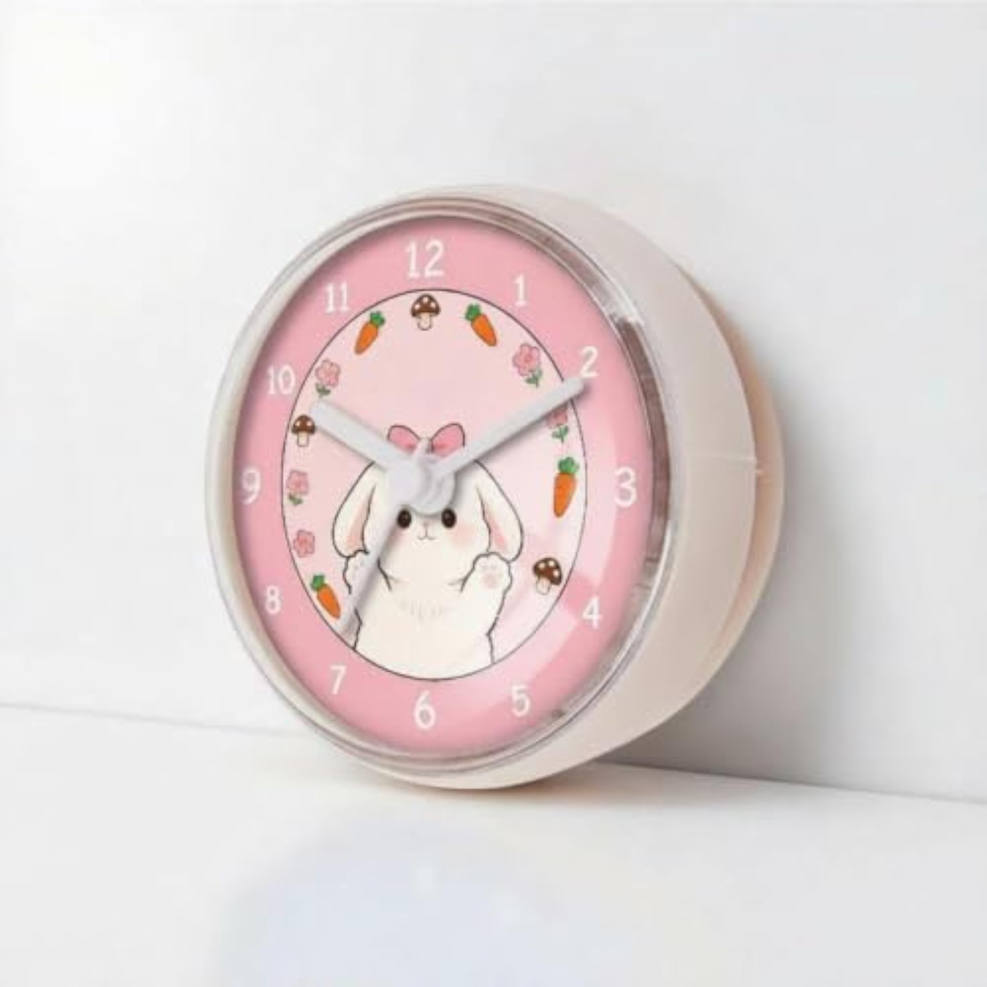 Pink Bunny Shower Clock with Suction Mount, Waterproof