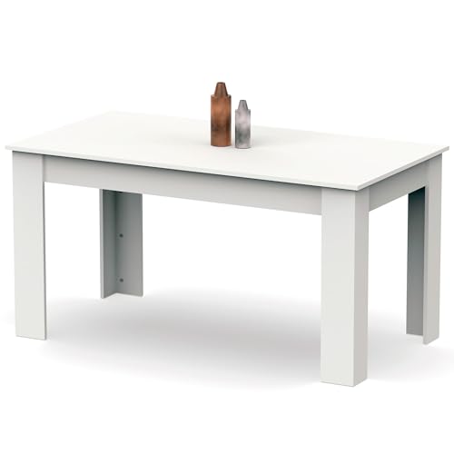 briebe Mesa Comedor Madera, Salón o Cocina para 4-6 Personas 77x140x80 cm (Alto x Ancho x Profundo) Muebles Diseño Moderno, Opal (Blanco)