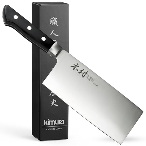 Image of Kimura Cleaver Knife, [Made in Japan], 7 inch Professional Chef Knife, Ultra Sharp High Carbon Molybdenum Stainless Steel Kitchen Knives, Chefs Knife with Ergonomic Handle - Japanese Butcher Knife