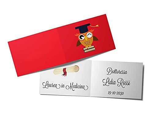 Bomboniera Rossa Laurea Oro 100 pz. blister 5 Fogli A4