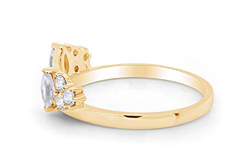 AFFY 0.86 Carat Marquise & Round White Cubic Zirconia Enhancer Guard 14K Gold Over Sterling Silver3