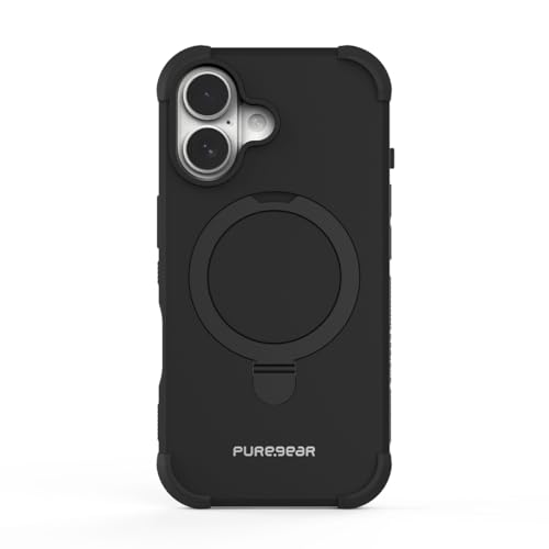 PureGear DualTek KIK - Funda magnética para iPhone 16 (2024), probada y aprobada por militares, compatible con MagSafe, funda protectora resistente y duradera para iPhone 16 con soporte integrado,