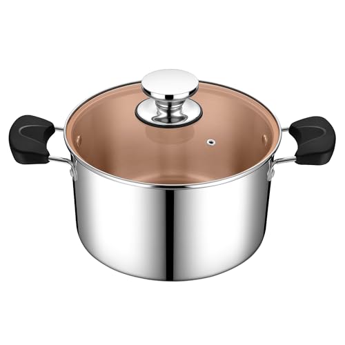 Herogo Kochtopf, 20 cm Edelstahl Topf Suppentopf mit Glasdeckel, 4 Liter Nudeltopf für alle Herdarten, Langlebig & Gesund, Spülmaschinenfest