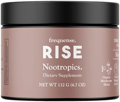 RISE - Tina nootrópica sabor a limonada de mango, mejora la función cognitiva, la energía y la claridad, mezcla de 7 hongos, vitaminas B,
