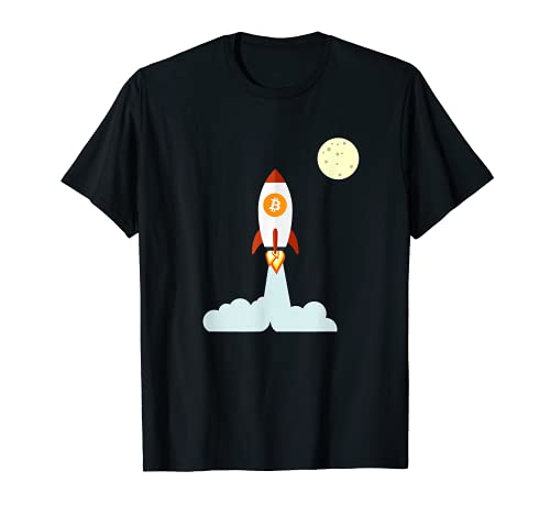 Bitcoin BTC Crypto to the Moon Shirt Featuring BTC Rocket