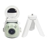 JOYZO Protective Clear Case and Mini Tripod Kit Compatible with Fujifilm Instax PAL, for Instax Pal Hard Case with Selfie Mirror and White Stand Accessories Set - Clear