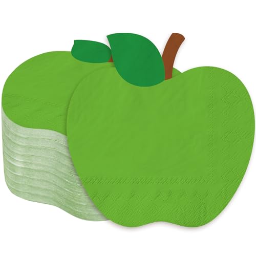 Image of Whaline 100Pcs Back to School Paper Napkin Green Apples Disposable Napkins School Season Luncheon Dinner Napkin for First Day of School Party Supplies