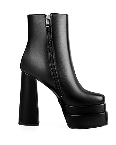 Ann Creek Black Platform Boots For Women Ankle Boots For Women Heeled Boots Double Stacked Platform Chunky Heel Boots Booties For Women Punk Boots For Women Size 6 #TOP7