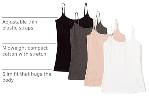 Image of Amazon Essentials Women's Slim-Fit Camisole for Layering and Everyday Wear, Pack of 4
