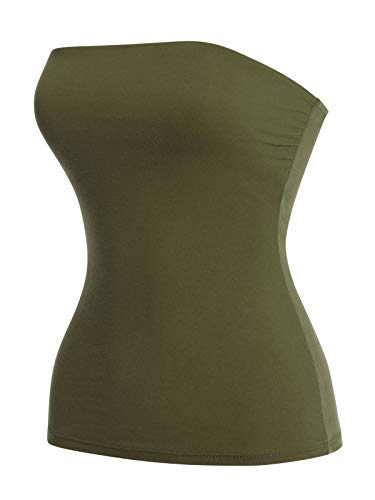 Image of MixMatchy Women's Stretchy Strapless Tube Top Y2K Bandeau Top
