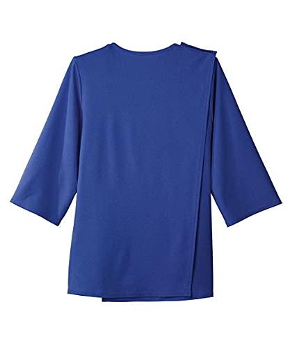 Women’s Open Back Adaptive Embroidered Neckline Design Top for Seniors - 3/4 Long Sleeve Scoop Shirt3