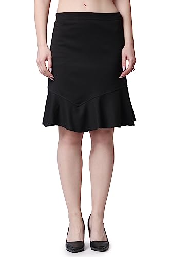 Image of POPWINGS Casual Twill Frill Knee Length Pencil Skirt for Women || Stylish Summer Skirt for Women || Knee-Length Skirt for Women || Semi-Formal Women Skirt