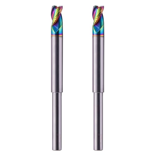 Image of 2Pcs 5 /16 inch 3 Flute Solid Carbide Long Reach Square End Mill, DLC Coated | 37 Helix, 5 /16 inch Cutting Dia, 1 /4 inch Reduced Shank For Router, 1 /2 inch LOC, 3-3 /4 inch OAL, for Milling Aluminum and Copper