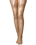 National Sheer Stretch Stocking - Run-Resistant Nylon, Reinforced Toe, Comfort Thigh-High Hosiery, Nude, D, 6-pk