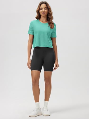 Image of ODODOS Women's Performance Cropped Tee Ultra Soft odSTRATUM Tech Short Sleeve Relaxed Top Crew Neck T-Shirts