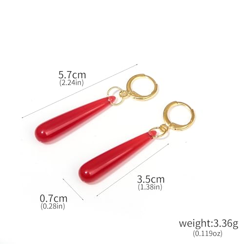 SONGCHANGJEWELRY Anime Frieren Teardrop Earrings Red Long Drop Dangle Earrings Women Costume Jewelry Merch for Frieren Cosplay4