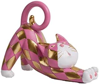 SEINHIJO Cat Sculpture Figurine Animal Statue Decor Polyresin Home Gifts Arts Red 18cm