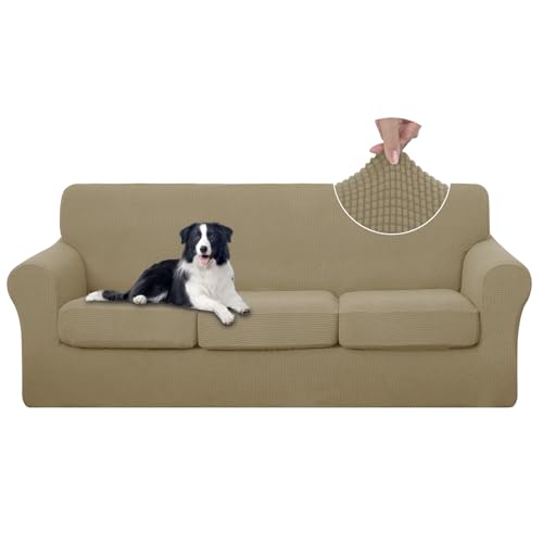 U-NICE HOME 4 Pieces Stretch Couch Cover Sofa Slipcover, Sand