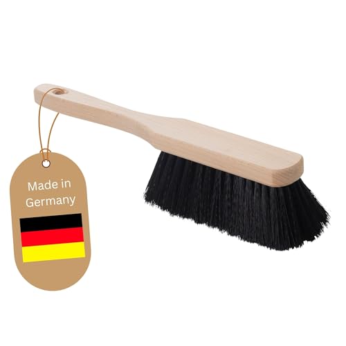 Novaliv KUNSTBORSTEN SCHWARZ Handfeger Holz Besen weiche Borsten geeignet für Kehrgarnitur Camping Handfeger Auto Besenbürste - Idealer Schneebesen Auto Hand Brush Handbesen Holz Handkehrer