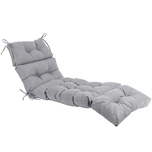 Image of QILLOWAY Outdoor Chaise Lounge Cushion 74x22x4 Inch, Waterproof Weather Resistant Replacement Pad for Patio Pool Furniture, Gray,White