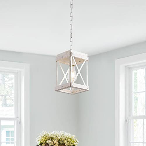 Fivess-Lighting-Modern-Farmhouse-Antique-White-Distressed-Pendant-Light-with-Wood-and-Metal-Cage-One-Light-Adjustable-Chains-Rustic-Mini-Pendant-Lighting-Fixture-for-Kitchen-Island-Cafe-Bar Fivess Lighting Modern Farmhouse Antique White Distressed Pendant Light with Wood and Metal Cage One Light Adjustable Chains Rustic Mini Pendant Lighting Fixture for Kitchen Island Cafe Bar
