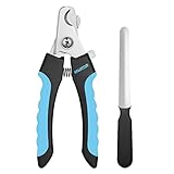 HAWATOUR Dog Nail Clippers, Classic Dog Nail Trimmers with Safety Guard to Avoid Over Cutting, Razor Sharp Blade with Nail File for Pets Large Dogs, Blue