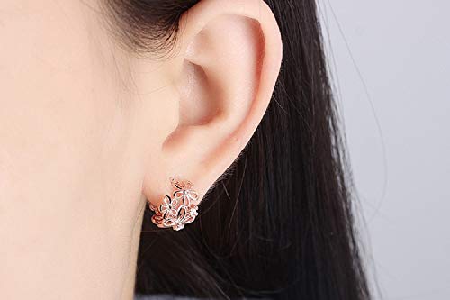 CZ Flower Cuff Wrap Clip On Hoop Earrings for Women Non Piercing Ear Cartilage Dainty Hoops3