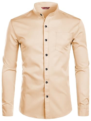 Image of Men's Slim Fit Beige Color Cotton Blend Casual Shirt