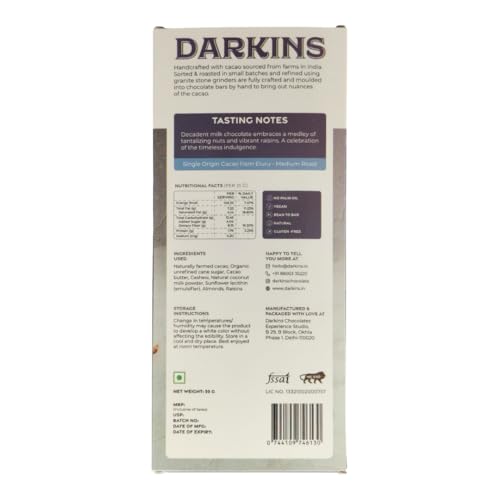 Image of Darkins Vegan Mylk Fruit & Nuts Chocolate | Unrefined Cane Sugar | Gluten-free | Hand Crafted Chocolate | 50 Gm Each Pack Of 2