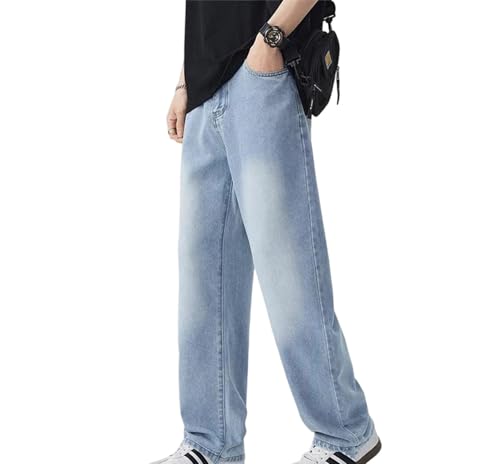 Mens Jeans Four Seasons Straight Leg Casual Loose Lightweight Comfortable Denim Pants Fashion