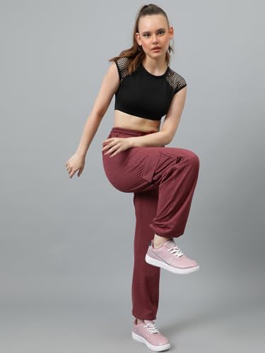 Image of KOTTY Workout Track Pants for Women|Regular Fit Joggers with Pockets and Drawstring Waist|Comfortable Active wear