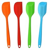 4 Pcs Silicone Baking Bowl Scraper, Heat-Resistant Rubber Kitchen Spatula One Piece Design Seamless Non-Stick Spoonulas Mixing Cooking Scraping Tool for Baking, Mixing, Cooking (8.5in, Mixed color)