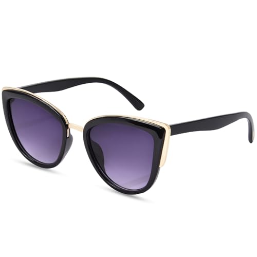 OPTOFENDY Oversized Cat Eye Sunglasses for Women, Trendy Metal Frame Sun Glasses Shades UV Protection, OP2501