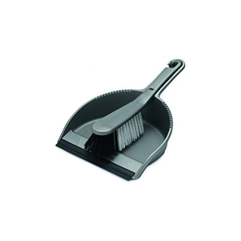 Addis Housewares Dustpan and Soft Brush Set, Metallic Silver Cover