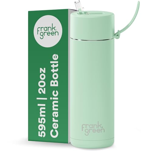 frank green Insulated Water Bottle for Cold Or Hot Drinks - 595ml/20oz Metal Bottle with Straw Lid, Ceramic Insulated, Stainless Steel, Triple Wall Vacuum - Mint Gelato Green by frank green