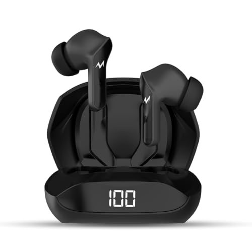Image of TEMPT Thunder True Wireless Earbuds with OxyAcoustics Technology, TWS in Ear Earphone with Passive Noise Cancellation, 10mm Bass Drivers, Upto 24H Playtime, IPX4 Water Resistant (Black)