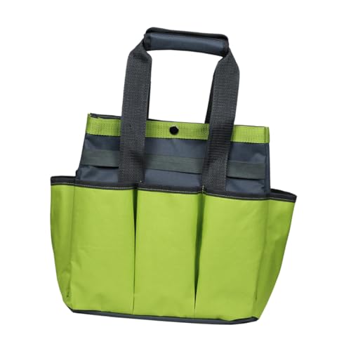 NUOBESTY Garden Tool Organizer Tote Bag with Heavy Duty Oxford Fabric Multi-pocket Gardening Tool Carrier for Outdoor Yard Lawn Use in Apple Green