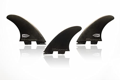 E8 FIN SYSTEM QUILLA Surf FCS Compatible Tri-Set A1 Equivalente AM1 Composite 40% Fibra DE Vidrio. Sistema Fusion. Talla L (Negro) Cover