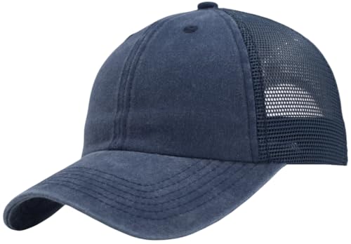 Image of Vintage Washed Snapback Baseball Hat for Men Women, Unstructured Cotton Crown /Soft Mesh /Flexible Visor /Foldbale for Pocket