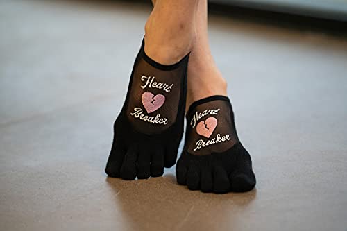 Toesox Grip Pilates Barre Socks – Non Slip Luna Full Toe For Yoga & Ballet, Medium, Black #TOP2