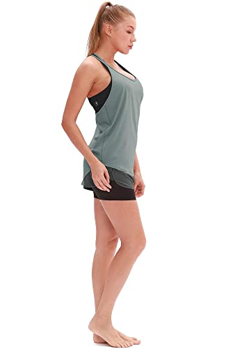 Image of icyzone Workout Tank Tops for Women - Athletic Yoga Tops, T-Back Running Tank Top(Pack of 2)