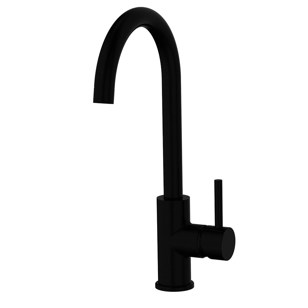 Kibath 440361 Grifo monomando AZA caño alto lacado en color negro mate. Altura total desde la base 36,5 cm. Ideal para fregaderos de cocina o lavabos altos tipo bol. Repuestos garantizados, 1