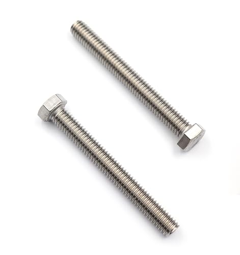 Image of cSeao 10pcs 1 /4-20 x 3 inch Hex Head Bolts Screws, Full Thread, Plain Finish, F593C 18-8 304 Stainless Steel