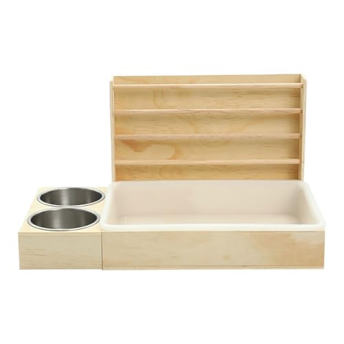 De heno de madera antiderroche para solucionar el desorden en jaulas pequeñas 2