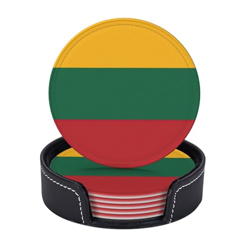 Lot de 6 sous-verres imprimés drapeau de la Lituanie pour la maison, le bureau, la cuisine, la cuisine, la salle à manger, le bar