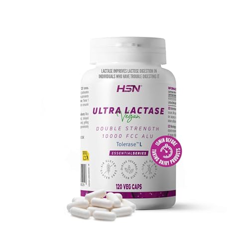 HSN Ultra Lactasa 10000 FCC ALU (Tolerase™ L) | 120 Cápsulas Veganas de Liberación Retardada | Enzima Digestiva de Alta Potencia para la Digestión de la Lactosa | Sin Gluten