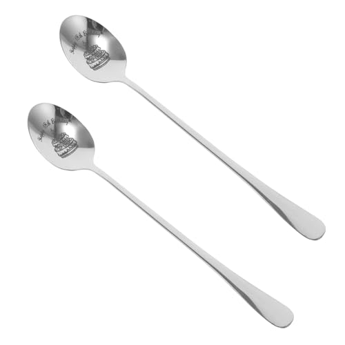 CIYODO 2pcs Birthday Spoon 18th Birthday Plates Household Pudding Spoon 18th Birthday Spoon 18 Year Old Birthday Multi-function Dessert Spoon Stainless Steel