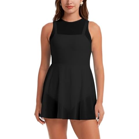 ECUPPER Women's High Neck Mesh Swim Dress Cover