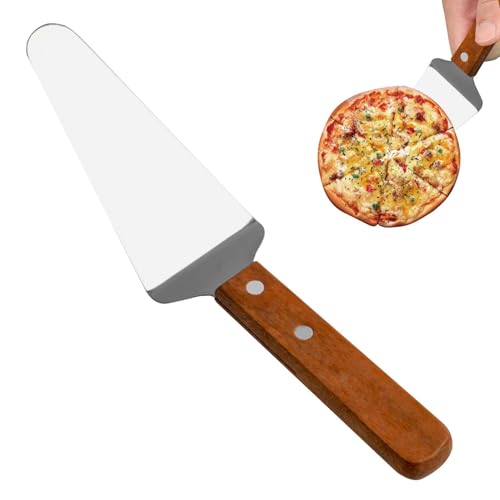 Pelle à - Spatule à manche en bois en acier inoxydable 430 | Gadget de cuisine pour servir des gâteaux, pelle à fromage, cuisson de Pizza, de pâtisserie, de mariage, outil de Des