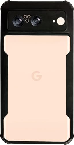 Image of AIBEX Crystal Clear Back Cover Case for Google Pixel 8 | 360 Degree Protection | Shock Proof Design | Transparent Back Cover Case (PC & TPU, Black Bumper)